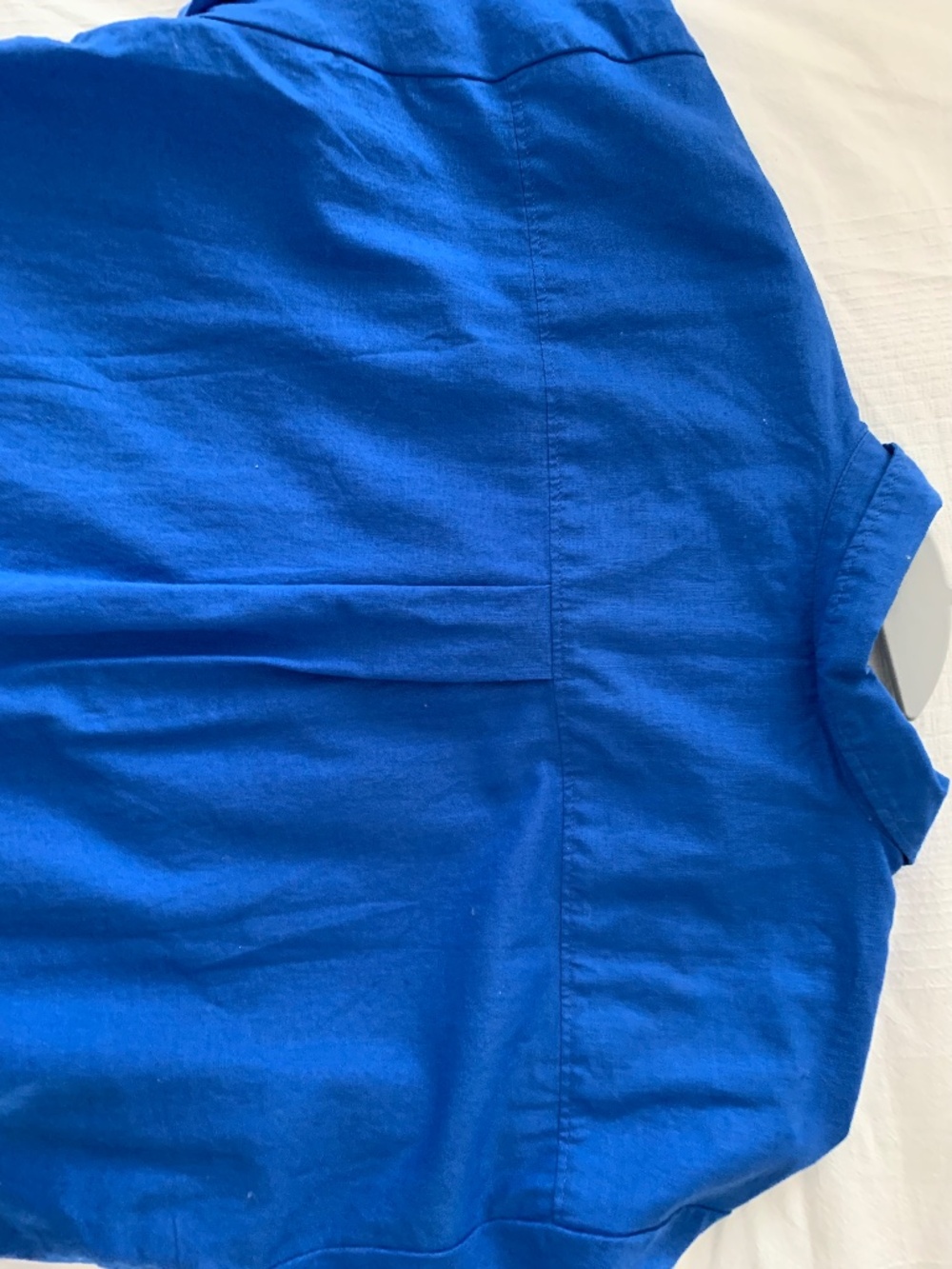 NWT- J.Crew Short-Sleeve Linen Blend Blue Button Down Top, Sz M - Picture 3 of 6